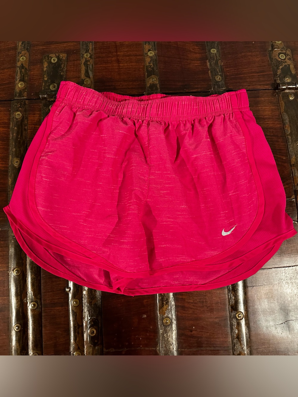Nike Women's Bright Pink Athletic Shorts with Reflective Swoosh